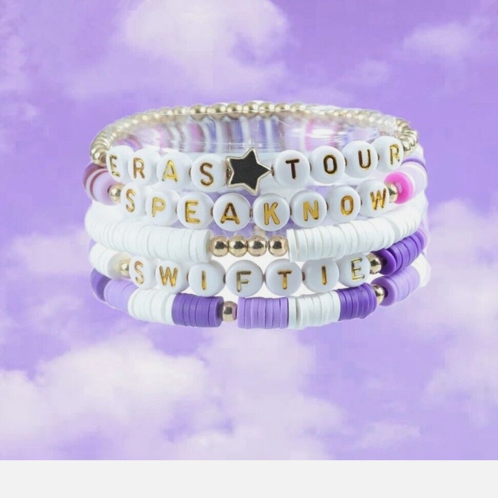 Taylor Swift Purple and White Beaded friendship Bracelet Set